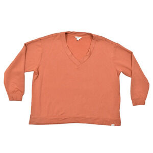 Orvis Classic Collection Women's XXL Orange V-Neck Pullover Sweatshirt Modal Ble